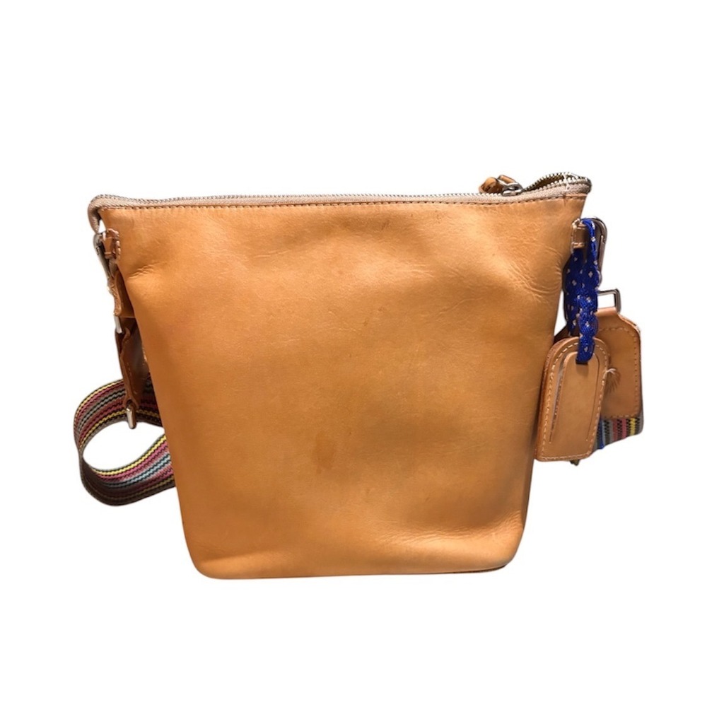 Consuela Diego Wedge Crossbody Bag Women's Tan Leather Multi-Color Strap - Picture 3 of 7